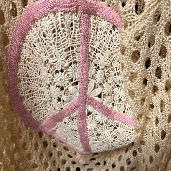 POL Peace Sign Crochet Vneck Sweater NWOT - Picture 6 of 6